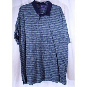 Alan Flusser Golf Shirt Size XL XL Blue Green Multi-Color Stripe Cotton